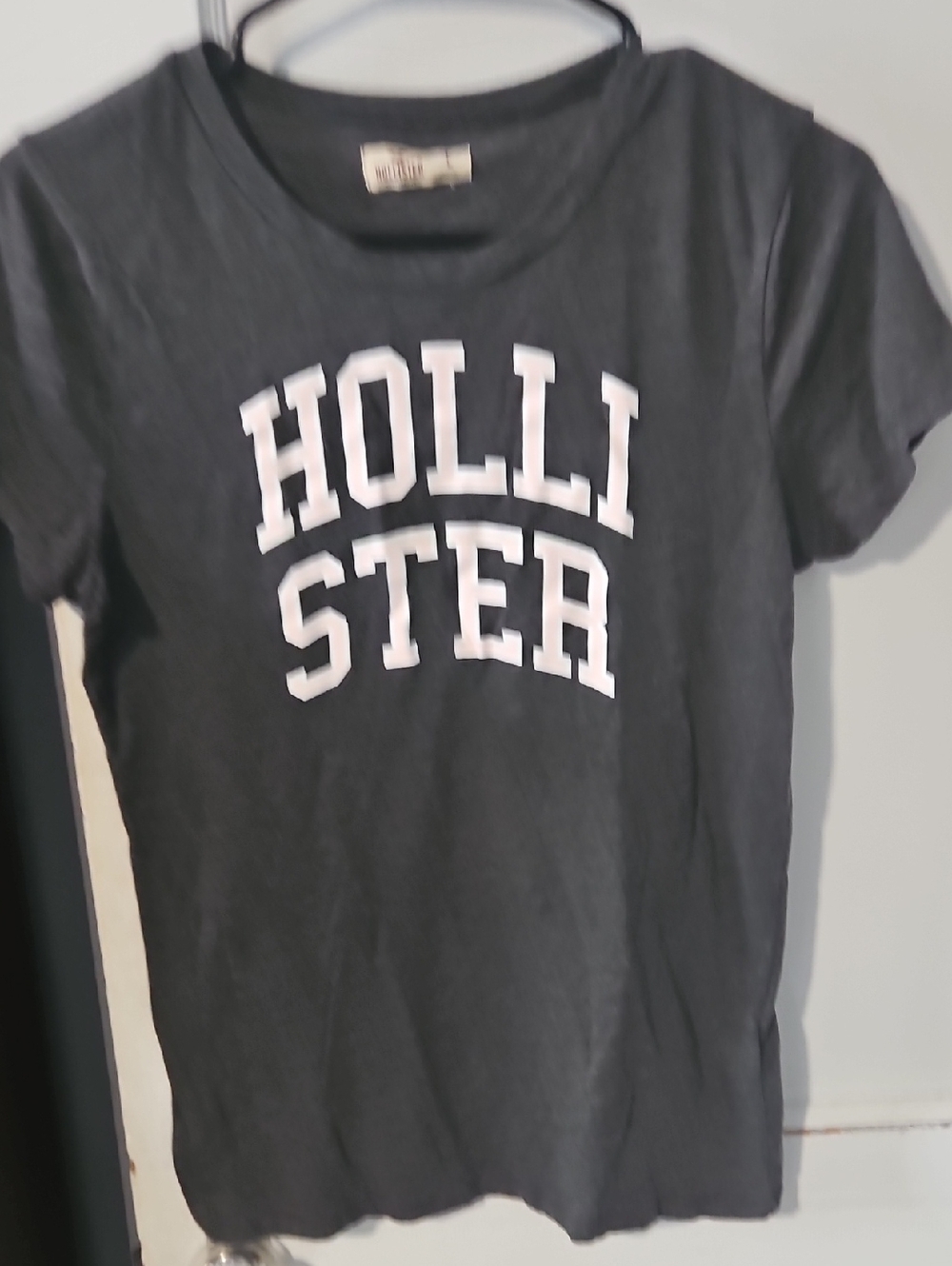 Hollister Black Short-Sleeve Tee with White Logo